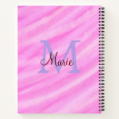 Roze waterverf pastel toevoegen titel monogram let notitieboek (Achterkant)