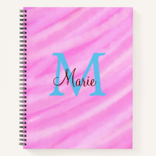 Roze waterverf pastel toevoegen titel monogram let notitieboek