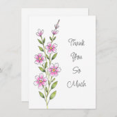 Roze Waterverf, pen en inkt Bedankkaart (Voorkant / Achterkant)