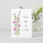 Roze Waterverf, pen en inkt Bedankkaart (Staand voorkant)