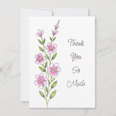 Roze Waterverf, pen en inkt Bedankkaart (Voorkant)