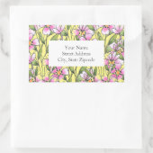 Roze Waterverf peninkt bloemstengelpatroonlabels Rechthoekige Sticker (Tas)