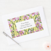 Roze Waterverf peninkt bloemstengelpatroonlabels Rechthoekige Sticker (Envelop)