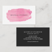 Roze Waterverf penseel Creatief Visitekaartje (Voorkant / Achterkant)