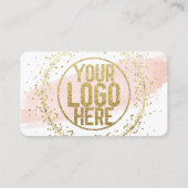 Roze Waterverf penseel Glitter Confetti Logo Visitekaartje (Voorkant)