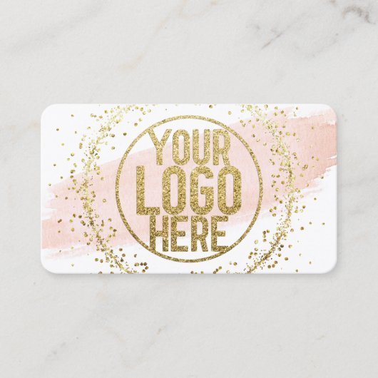 Roze Waterverf penseel Glitter Confetti Logo Visitekaartje (Voorkant)