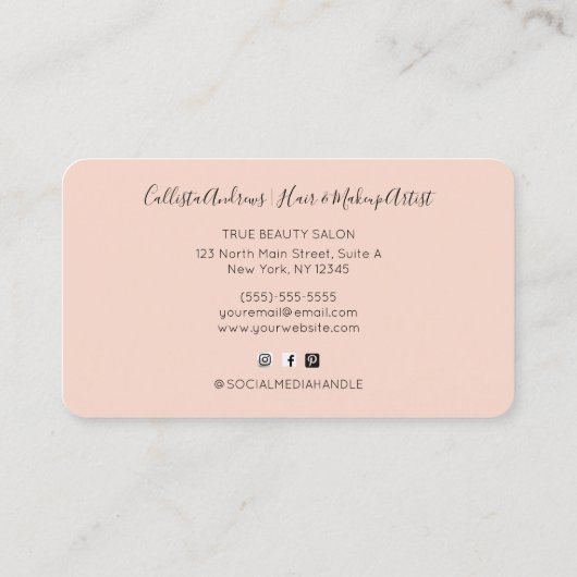 Roze Waterverf penseel Glitter Confetti Logo Visitekaartje (Achterkant)