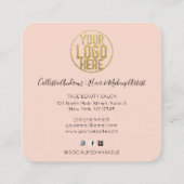 Roze Waterverf penseel Glitter Confetti Salon Vierkante Visitekaartje (Achterkant)