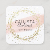 Roze Waterverf penseel Glitter Confetti Salon Vierkante Visitekaartje (Voorkant)