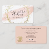 Roze Waterverf penseel Glitter Confetti Salon Visitekaartje (Voorkant / Achterkant)