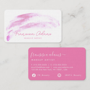 roze Waterverf penseellijnscript Visitekaartje