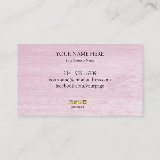 Roze waterverf penseelpenseelgoud uw logo visitekaartje (Achterkant)