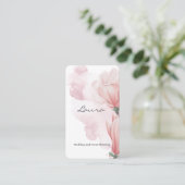 Roze waterverf penseelstreek en bloemen visitekaartje (Staand voorkant)