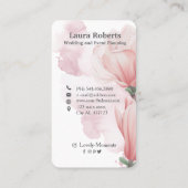 Roze waterverf penseelstreek en bloemen visitekaartje (Achterkant)