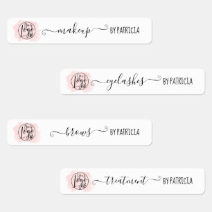 Roze waterverf penseelstreek logo Make-up label