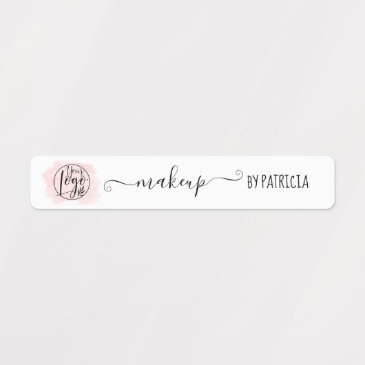 Roze waterverf penseelstreek logo Make-up label (Design 1)