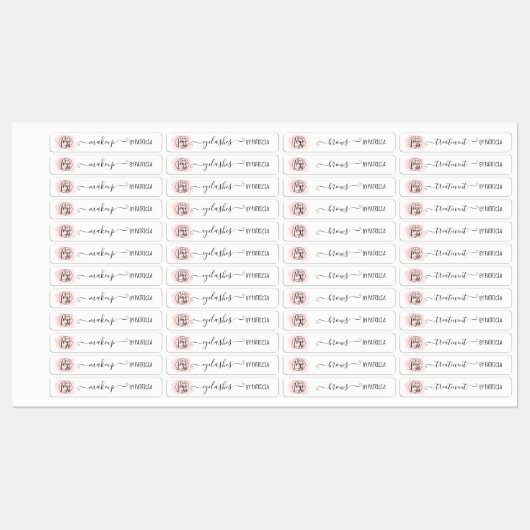 Roze waterverf penseelstreek logo Make-up label (Vel)