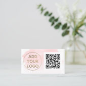 Roze waterverf penseelstreek logo Qr-code Visitekaartje (Staand voorkant)