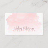 Roze waterverf penseelstreek make-up typografie visitekaartje (Voorkant)
