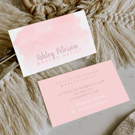 Roze waterverf penseelstreek make-up typografie visitekaartje