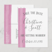Roze Waterverf Penseelstreek Save the Date Aankondigingskaart (Voorkant / Achterkant)