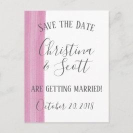 Roze Waterverf Penseelstreek Save the Date Aankondigingskaart