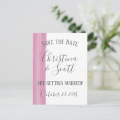 Roze Waterverf Penseelstreek Save the Date Aankondigingskaart (Staand voorkant)