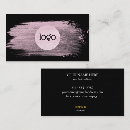 Roze waterverf penseelstreek uw logo professionele visitekaartje (Voorkant / Achterkant)