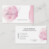 Roze waterverf penseelstreek visitekaartje (Voorkant / Achterkant)