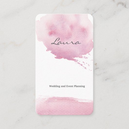 Roze waterverf penseelstreek visitekaartje (Voorkant)