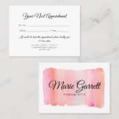 Roze Waterverf penseelstreken Afsprakenkaartje (Voorkant / Achterkant)