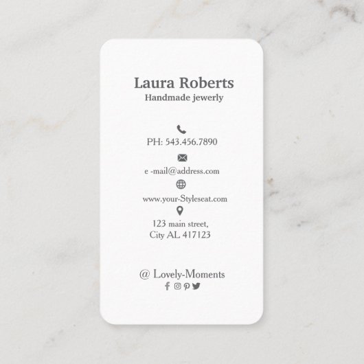 Roze waterverf penseelstreken oorscherm visitekaartje (Achterkant)