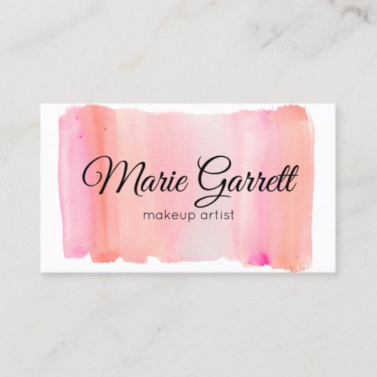 Roze Waterverf penseelstreken Visitekaartje (Voorkant)