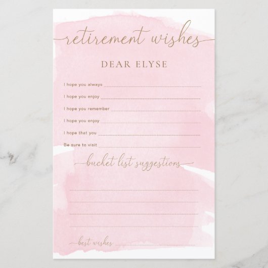 Roze Waterverf pensioenwensen (Voorkant)