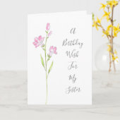 Roze Waterverf Penstemon Kaart (Gele Bloem)