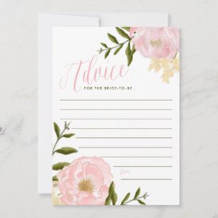 Roze Waterverf Peonies Advice voor de Bride Kaart