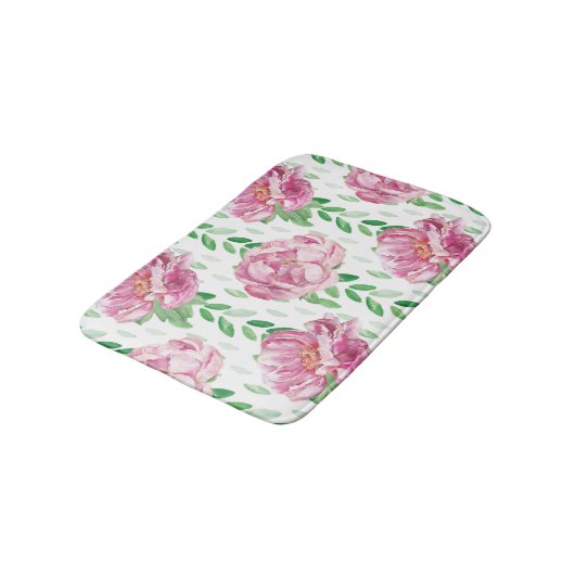 Roze Waterverf Peonies Badmat (Gekanteld)