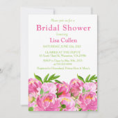 Roze Waterverf Peonies Bridal Shower Invitation Kaart (Voorkant)