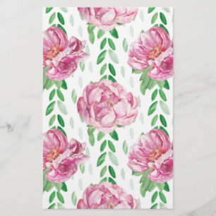 Roze Waterverf Peonies Briefpapier
