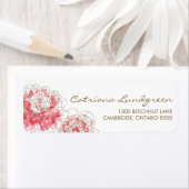 Roze Waterverf Peonies Chic Return Address Labels (Insitu)