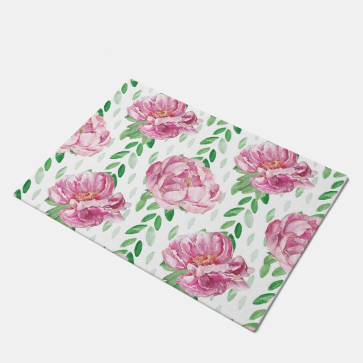 Roze Waterverf Peonies Deurmat (Schuin)