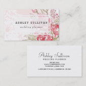 Roze Waterverf Peonies | Florence-Visitekaartje Visitekaartje (Voorkant / Achterkant)
