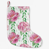 Roze Waterverf Peonies Kleine Kerstsok (Voorkant)