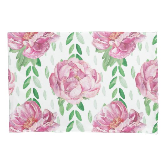 Roze Waterverf Peonies Kussensloop (Voorkant)