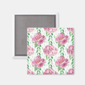 Roze Waterverf Peonies Magneet (Voorkant / Achterkant)
