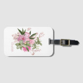 Roze Waterverf Peonies Roos Gold Butterfly Naam Bagagelabel (Voorkant (horizontaal))