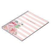 Roze Waterverf Peony & Blush Stripe Notitieboek (Linkerzijde)