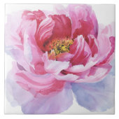 Roze Waterverf Peony Ceramic Tile Tegeltje (Voorkant)