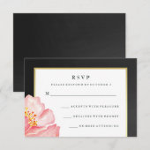  roze Waterverf Peony en Chalkboard RSVP (Voorkant / Achterkant)