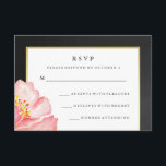 roze Waterverf Peony en Chalkboard RSVP Kaartje<br><div class="desc">Deze stijlvolle RSVP-kaarten zijn voorzien van een zwart karton dat een achtergrond ziet en een vals gouden lijst,  samen met een mooie roze bloem. We hebben wat kunst van LABFcreaties gebruikt.</div>